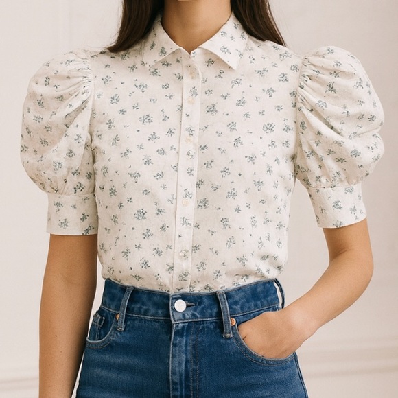 Tops - Medium "Bernadette" Floral Button Down Blouse